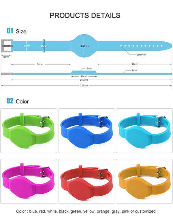 Aangepaste rfid-armbanden PVC-polsband festivalpolsband kind 13,56 MHz rfid-chip rfid-polsband