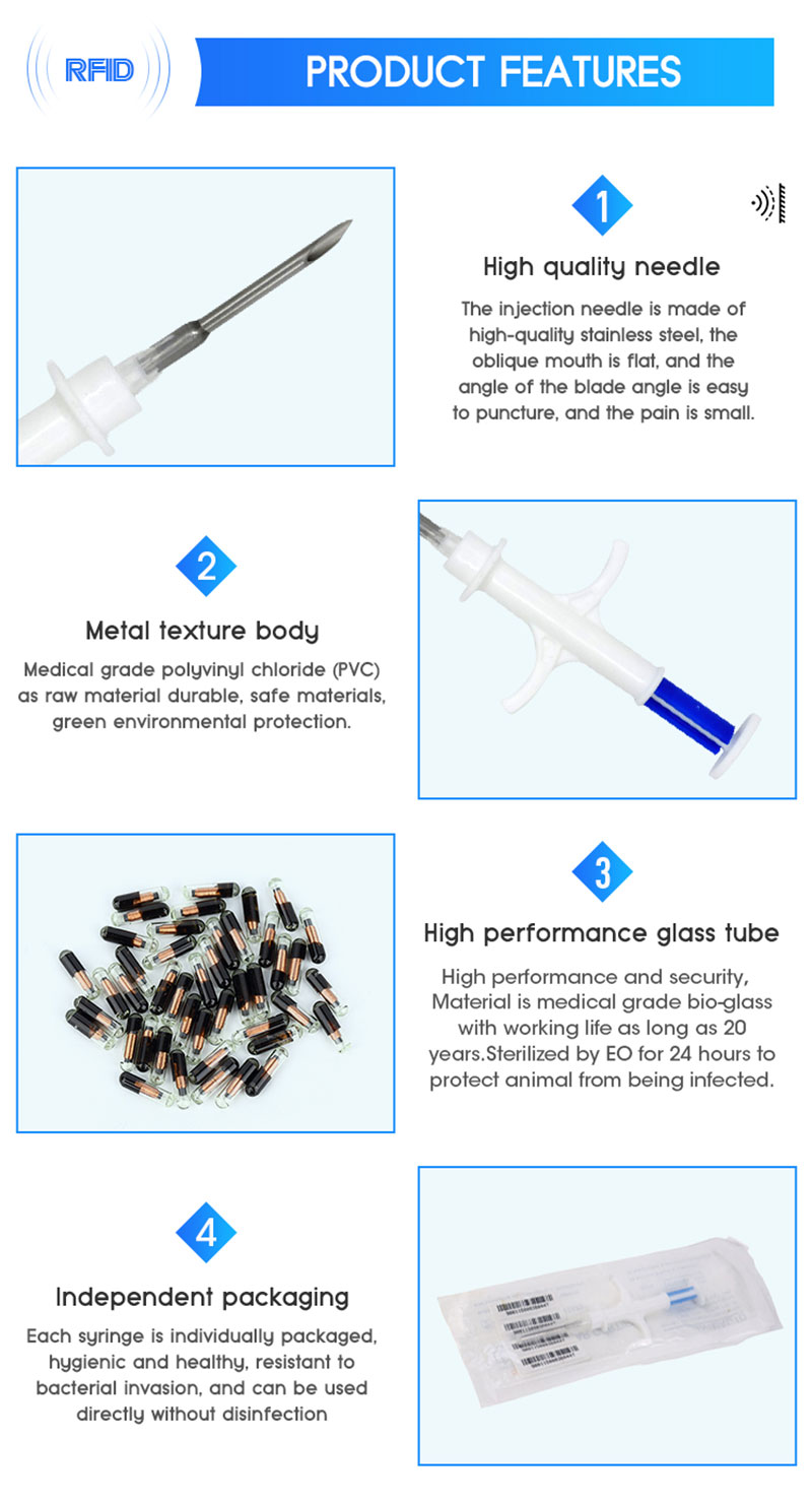 Dierlijke injectie RFID glazen buis bio-elektronische tag 2