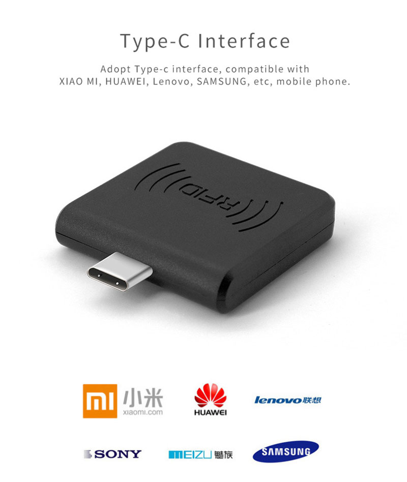 Frequentie 13,56 MHz Android-telefoon Microchip RFID-lezer 7