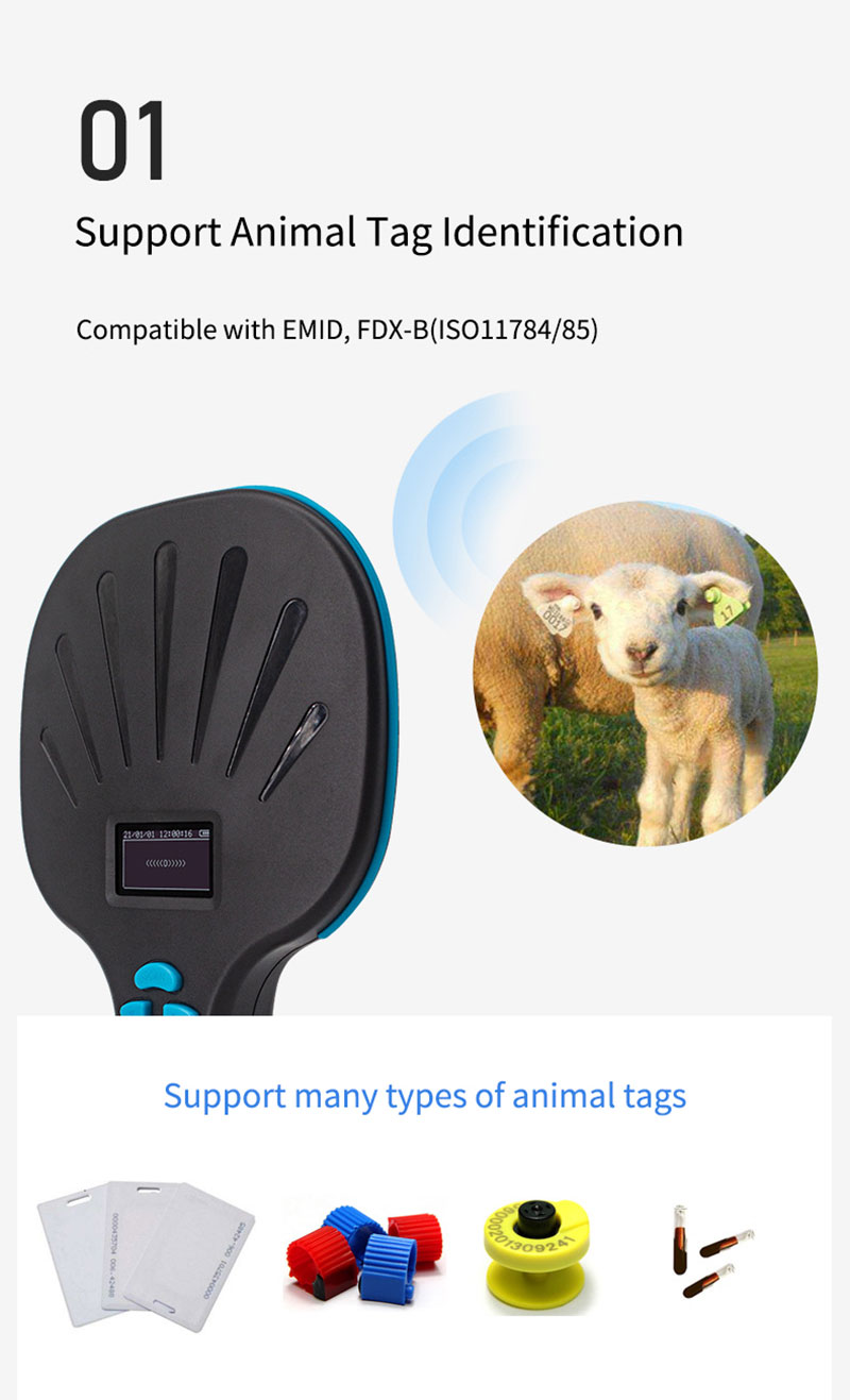 Multifunctionele handheld RFID Animal Tags Reader 2