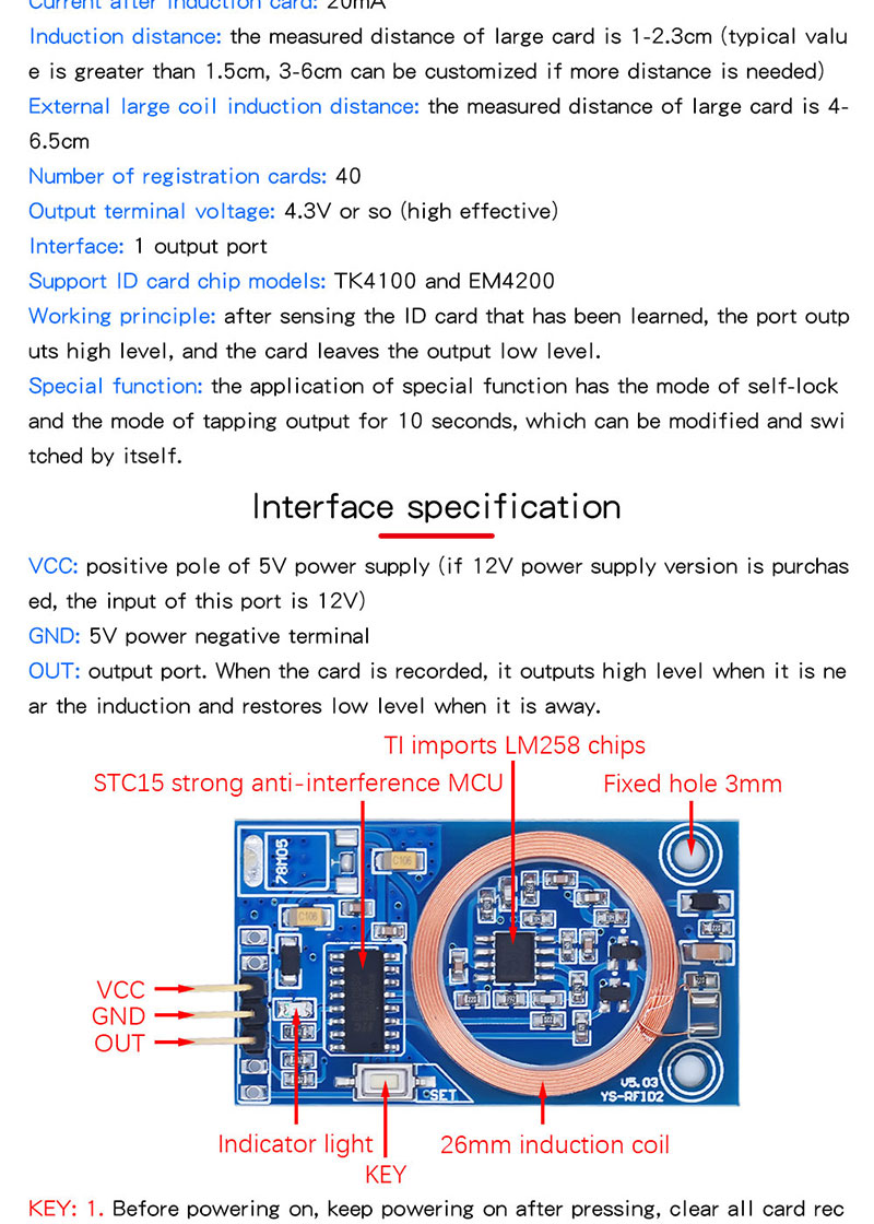 ID-kaart leermodule RFID-leeskaart 5V 12V I/O-poortuitgang 125K radiofrequentie microcontroller toegangskaart swipe DIY2