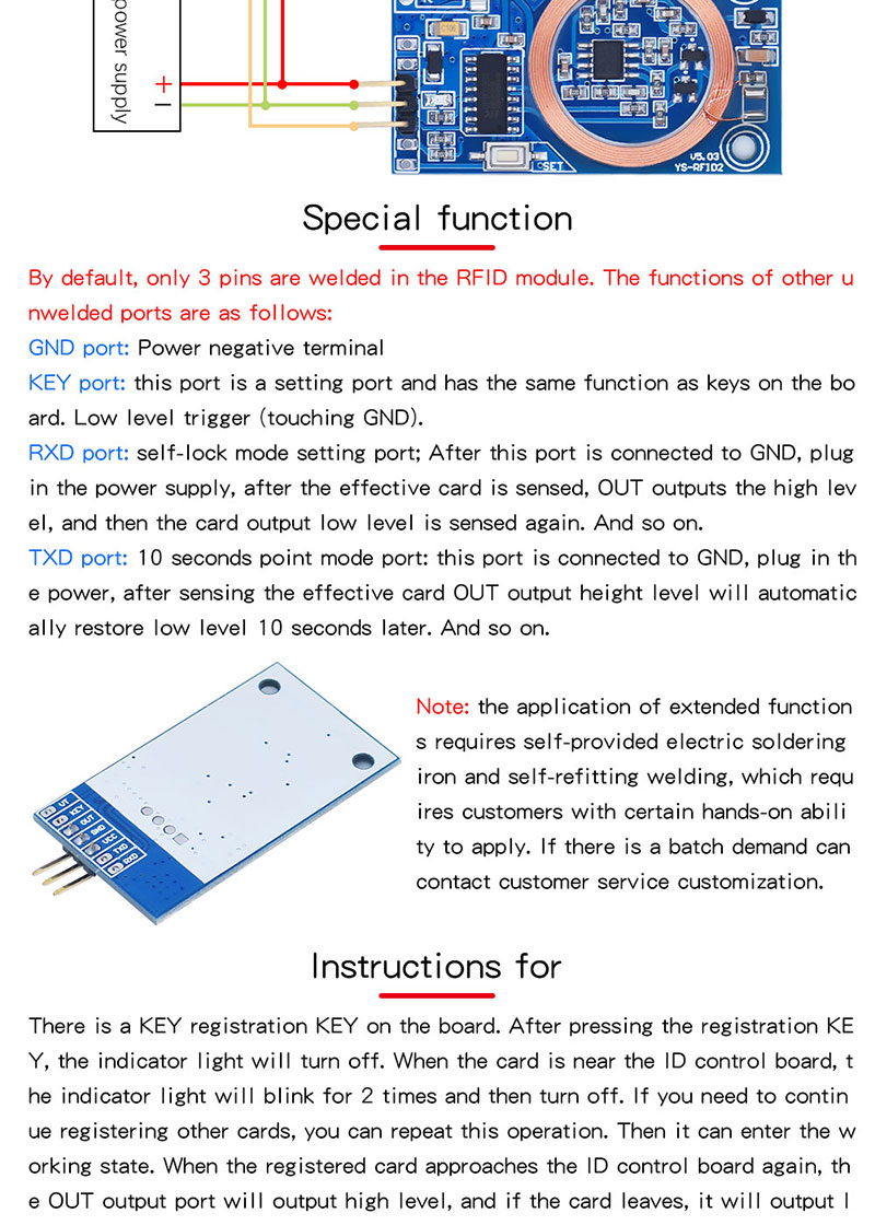 ID-kaart leermodule RFID-leeskaart 5V 12V I/O-poortuitgang 125K radiofrequentie microcontroller toegangskaart swipe DIY5