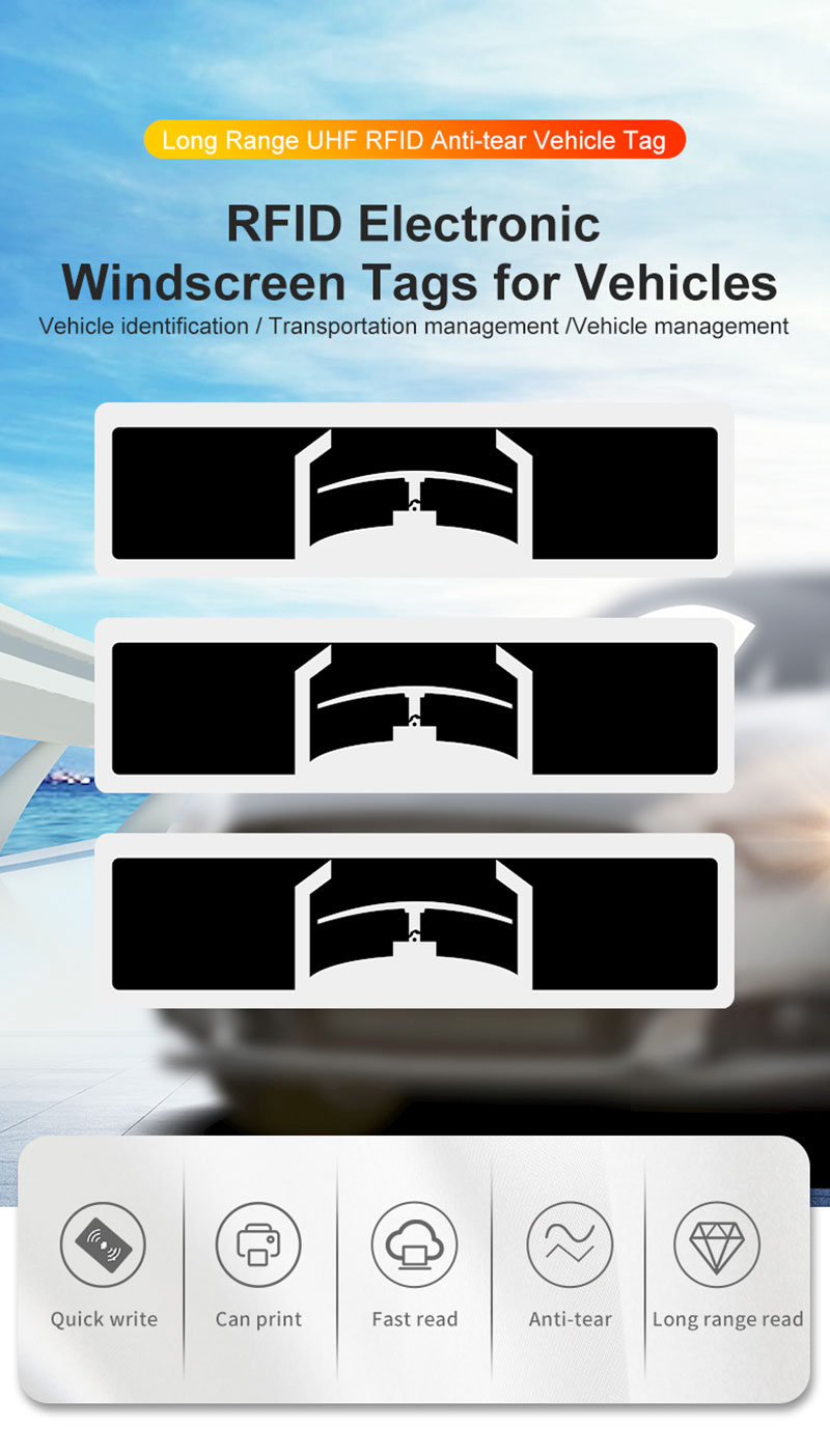 Passieve voertuig 128Bit EPC Long Range RFID Tag Passieve RFID Windshield Tag