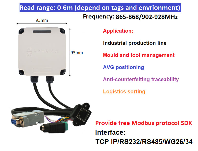 RFID industriële lezer Modbus aangesloten PLC UHF RFID 915M alles-in-één productielijnbeheer 8