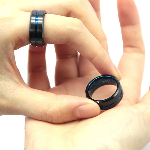 Multifunctionele zwarte keramische RFID smart ring voor deurslot sleutel visitekaartje 5