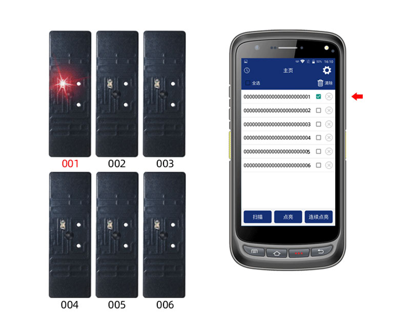 rfid elektronische tag ultra hoge frequentie passief anti-metaal licht positionering vinden object tag lichtgevende herinnering itembeheer 2