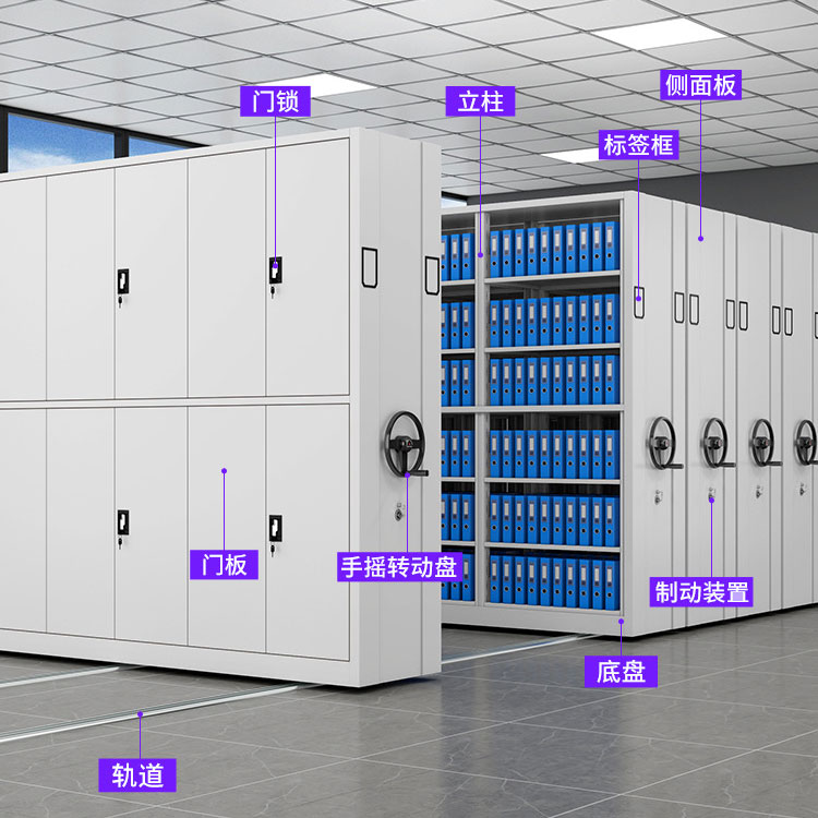 RFID Compact rek slimme archiefruimte hand-crank track verplaatsbaar RFID Smart archiefkast staal elektrisch intelligent compact kabinet 2