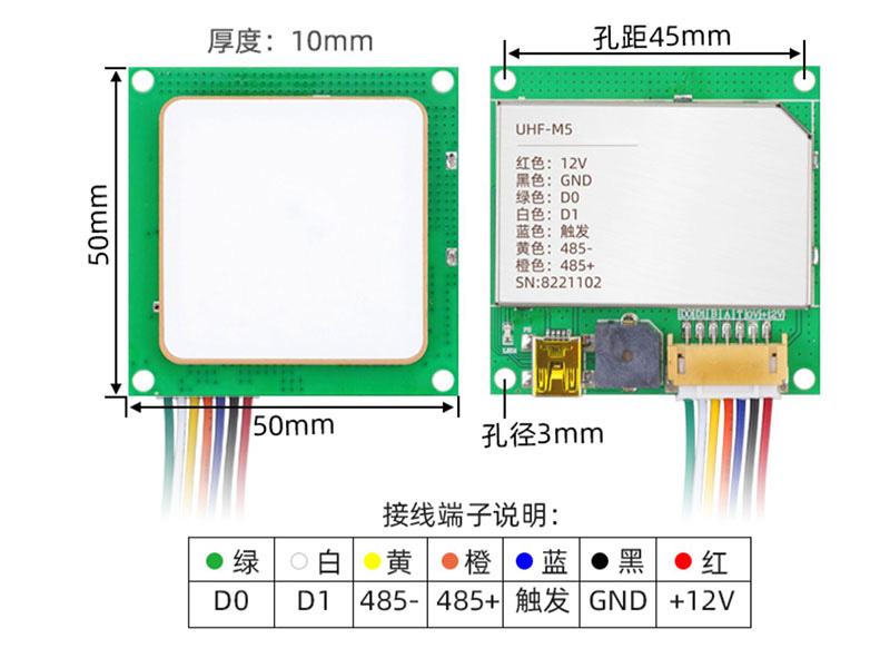 rfid radiofrequentie-identificatiemodule ultrahoge frequentie geïntegreerde lezermodule TTL seriële poort WIFI-kaartlezermodule